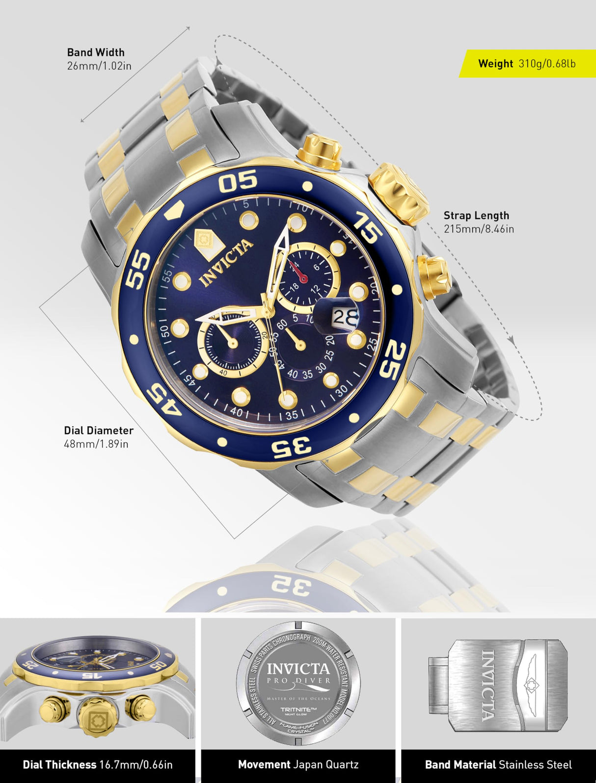 Invicta Pro Diver Reloj Cuarzo para Hombre de acero inoxidable - 48mm