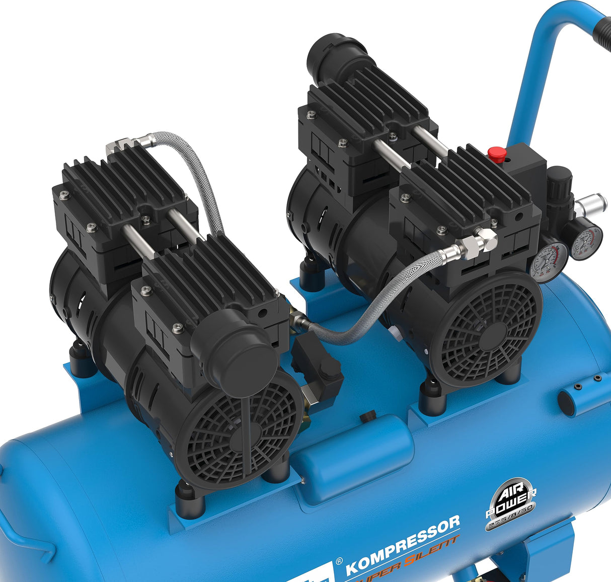 Güde 50138 Airpower 275/8/50 - Compresor silencioso (2 unidades de doble pistón con motor separado, caldera de 50 litros, 230 V, sin aceite)