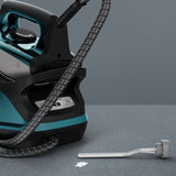 Rowenta Compact Steam Pro DG7623 Centro de planchado, 6.3 bares de presión, golpe de vapor de 325 g/minuto, suela antiarañazos deslizante, sistema eco, Color Azul/Negro