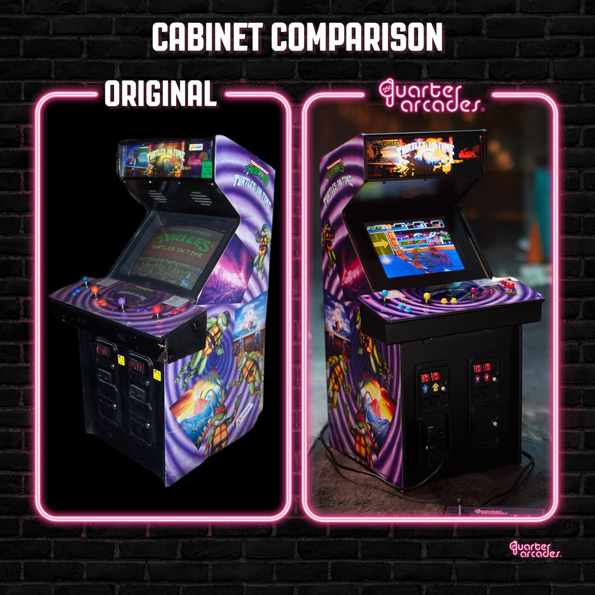 Numskull quarter arcades TMNT Tortugas en el Tiempo Edición Coleccionista Mini Arcade - Réplica de Madera auténtica a Escala 1/4, ROM Original, batería Recargable y Altavoces de 3 W para entusiastas