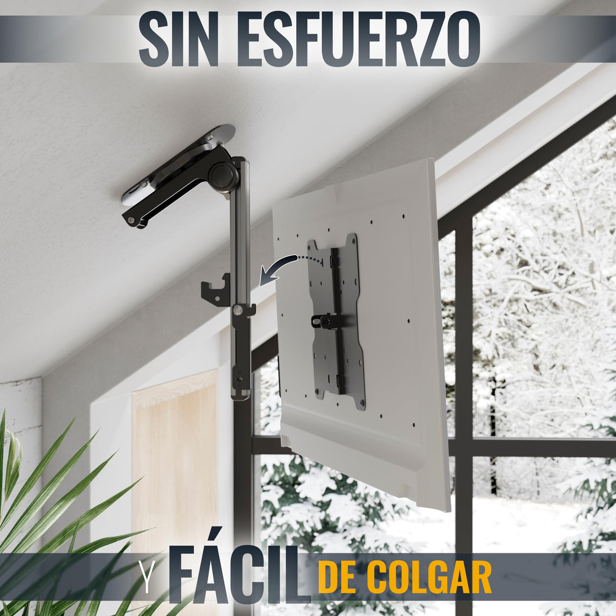 RICOO Soporte TV Techo Giratorio Plegable Televisión 13-33" (33-84cm) D0122 Brazo Universal Televisor LED/LCD/Curvo VESA 75x75-200x200 Negro