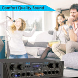 Pyle PTA44BT - Amplificador Bluetooth inalámbrico de 500 W, Audio estéreo de 4 Canales, Receptor de Potencia de Sonido con Entrada AUX, FM, Altavoces de subwoofer RCA, USB, Entrada de micrófono con