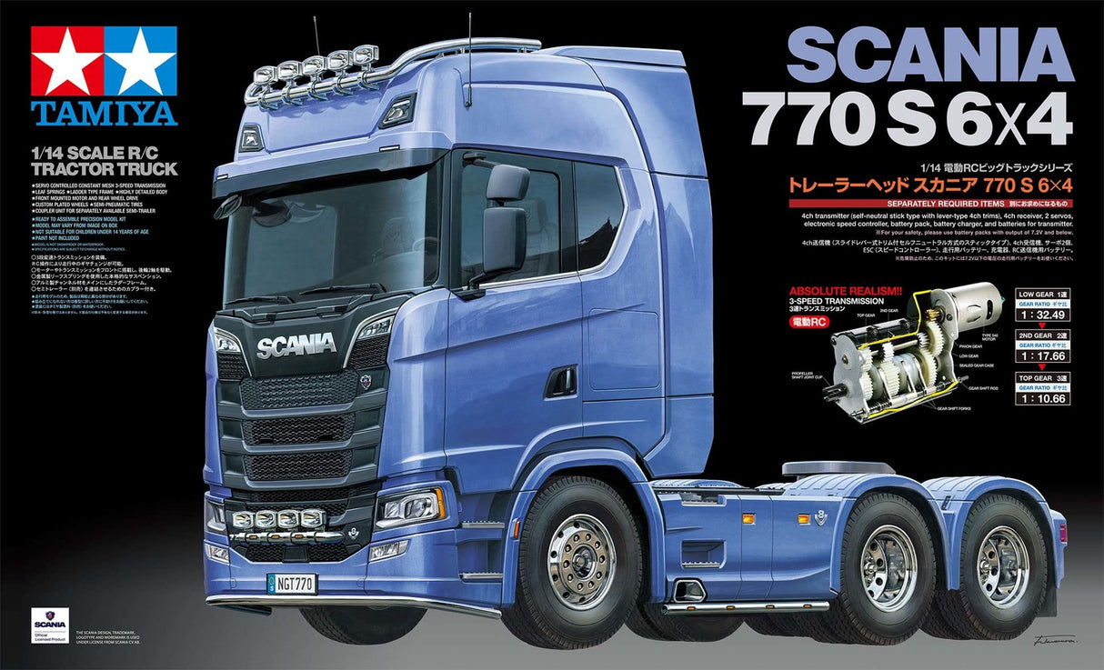 Tamiya 56368 1:14 RC Scania 770 S 6x4 - Kit de construcción para ensamblar, camión con radiocontrol, camión teledirigido, camión, Juguete de construcción, construcción de maquetas, Manualidades