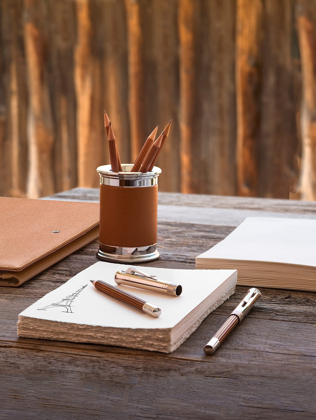 Graf von Faber-Castell 118567 Lápiz Perfecto, bañado en platino, marrón
