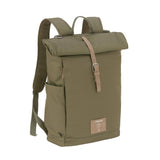 LÄSSIG Bolsa para pañales, cambiador, fijación para cochecito de bebé, soporte para botellas, fabricado de forma sostenible/GRE Rolltop Backpack, verde