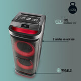 NGS Wild Space 2 - Altavoz Portátil, Compatible con Tecnología Bluetooth, True Wireless Stereo, Subwoofer + Doble Tweeter, Micro SD/USB/AUX IN, Ruedas, Color Negro