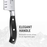 Victorinox Grand Maître, cuchillo Santoku profesional, hoja extra afilada, filo dentado, 17 cm, mango de plástico, acero inoxidable, negro