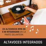 Tocadiscos Lenco LS-55 con Altavoces Integrados - Recepción Bluetooth - Codificación Directa de MP3 a Medios de Almacenamiento - 2 x 5 vatios RMS - Entrada USB - AUX - Marrón