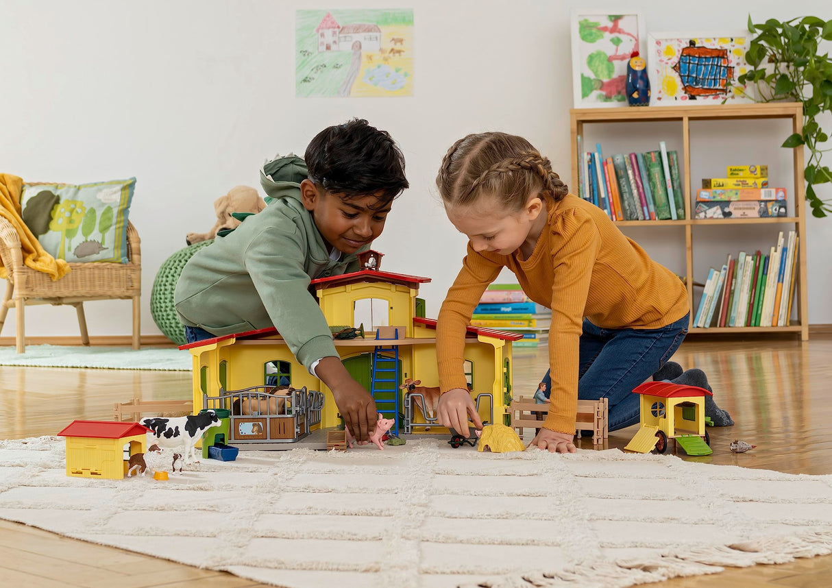 Schleich 72224 Establo con gallinero y Box para Ponis, a Partir de 3 años, Farm World - playset, 86 x 13 x 33 cm