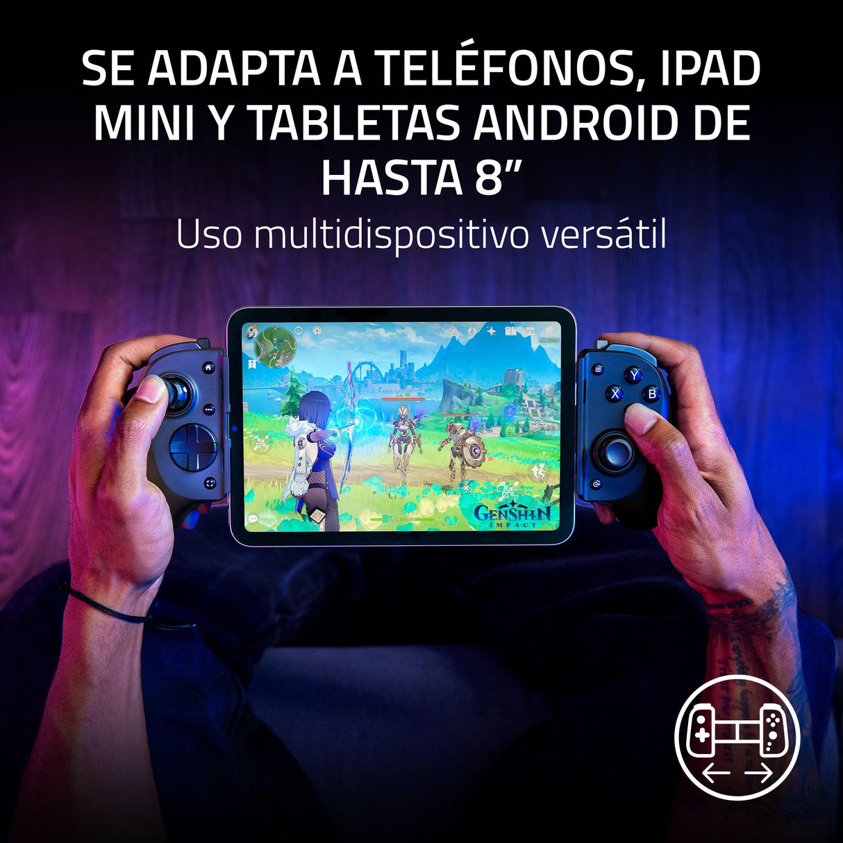 Razer Kishi V3 Pro - Mando gaming USB-C para iPhones, smartphones Android y mini tablets de hasta 8" - Plug and Play- sticks analógicos antideriva (12 botones - hápticos Sensa HD) Negro