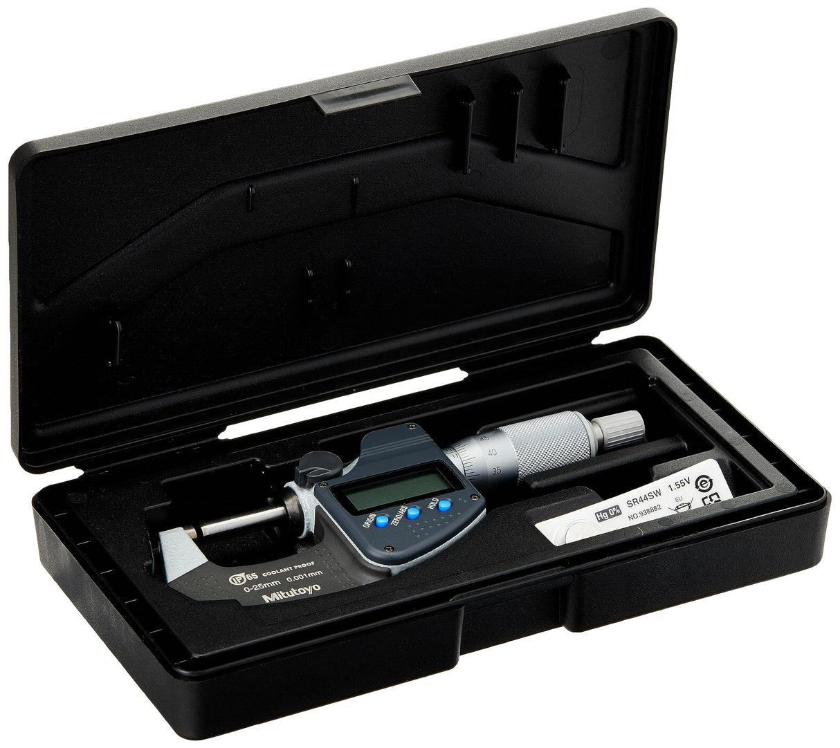 Mitutoyo Digital micrómetro Serie 293 sin salida de datos IP65, rango de medición 0 – 25 mm, 1 pieza, 101168196