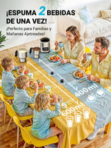Livatro Espumador De Leche Eléctrico Con Doble Taza 600ml & 400ml, Espumador Leche Eléctrico Que No Quema La Leche, Lavavajillas,Acero Inoxidable,Para Leche Caliente Y Fría,Chocolate Y Comida De Bebé