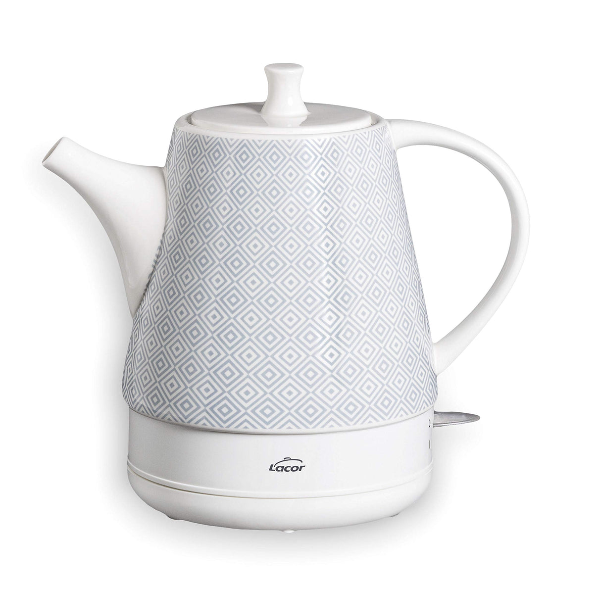 LACOR 69289 - Hervidor de Agua de cerámica Gala Grey, Blanco/Azul, 1L