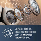 Philips Serie 9000 Prestige Afeitadora Eléctrica Hombre, Máquina de Afeitar Barba con Barbero, 72 cuchillas, Motor Digital, 60min de uso, Seco y Húmedo, Recargable, Centro de Limpieza, SP9840/31, Mate