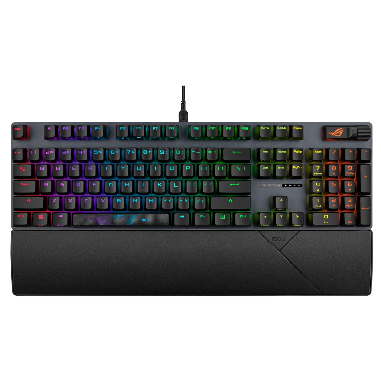 ASUS ROG Strix Scope II - Teclado gaming de tamaño completo, espuma amortiguadora, interruptores ROG NX Snow prelubricados, teclas ABS con revestimiento UV, controles multifunción, acceso rápido, RGB