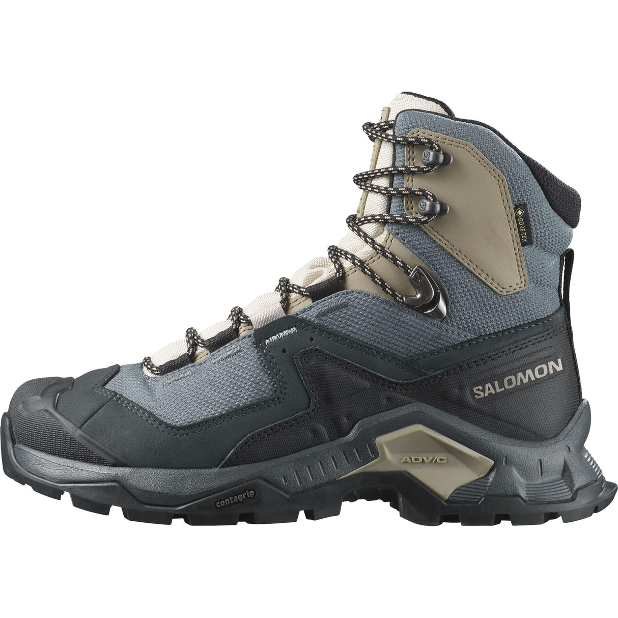 Salomon Quest Element Gore-Tex Botas de Senderismo de Piel para Mujer, Impermeable, Agarre Máximo, Zapatos Trekking, Ebony, 37 1/3