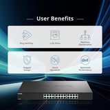 D-Link DMS-1024 Switch No Gestionado de 24 Puertos Multi-Gigabit – Ethernet 2.5G, Plug & Play, QoS, IGMP Snooping, EEE, Carcasa Metálica, Montaje en Rack