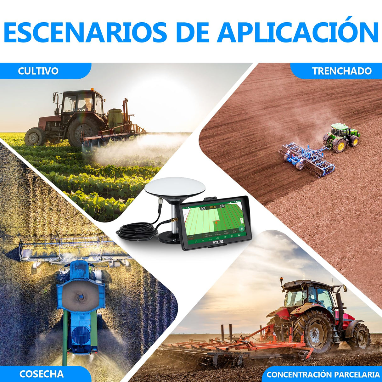 Navegador Agrícola GPS para Tractor de 7 Pulgadas Adecuado para Labranza y Siembra de Actividades Agrícolas Navegador GPS de Posicionamiento Automático