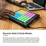 Novation Launchpad X - Controlador de cuadrícula MIDI para Ableton Live/Logic Pro. Controles sencillos, reproducción dinámica de notas, modos Scale