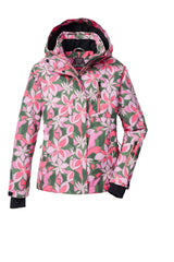 killtec Niñas Chaqueta de esquí/chaqueta funcional con capucha y protección contra la nieve KSW 211 GRLS SKI JCKT, sage AOP, 152, 43598-000