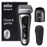Braun Series 8 Afeitadora Eléctrica Hombre, Máquina de Afeitar Barba, Centro De Limpieza SmartCare, Afeitadora Eléctrica En Seco Y En Mojado, 8567cc, Plata