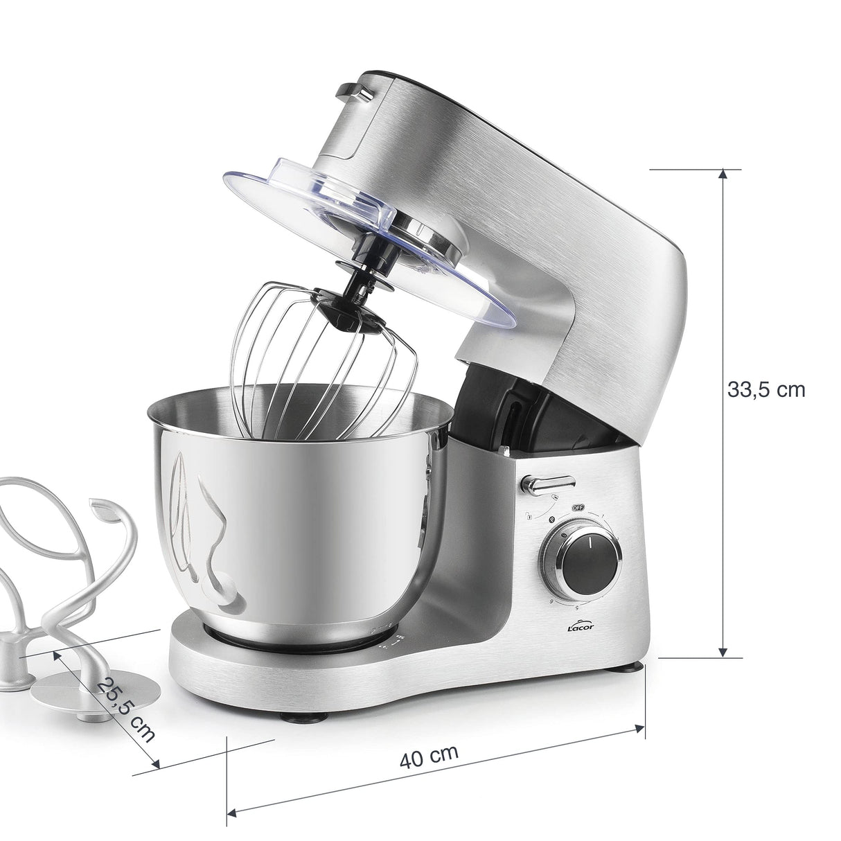 Lacor - 69683 - Batidora Eléctrica Complet, Amasadora de Pan, Robot de Cocina Amasador, Ruleta con 6 Velocidades, Acero Inoxidable, 1500W, 6 L