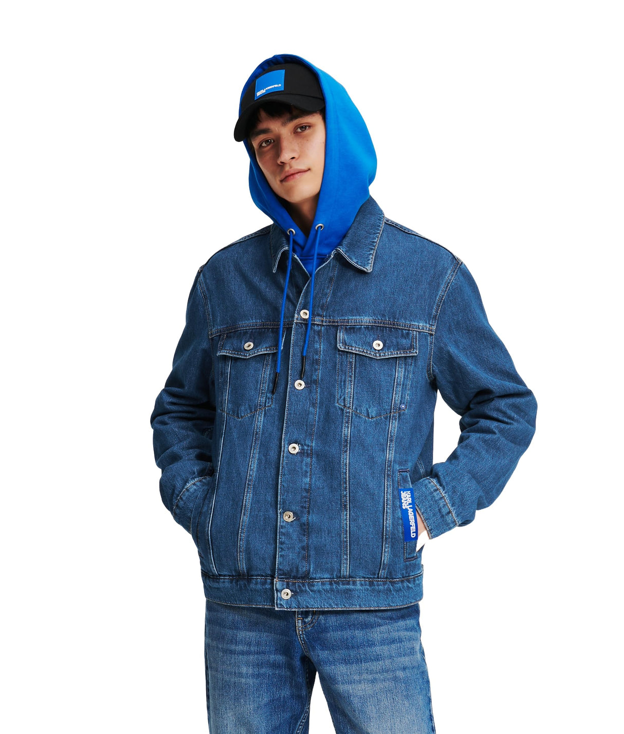 KARL LAGERFELD JEANS, Hombre, Sudadera Con Capucha Y Logo, Ajuste Regular, Negro, L