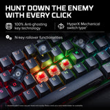 HyperX Alloy Origins 65 – Teclado mecánico para juegos - Formato ultracompacto al 65% – Tecla HyperX Red (lineal) - Cubiertas de PBT de doble capa de las teclas - Retroiluminación LED RGB