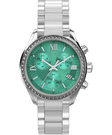 Timex Trend Reloj para Mujer, Pulsera de aleación Plateada, Esfera Azul, Caja Plateada, 38 mm, TW2Y28200