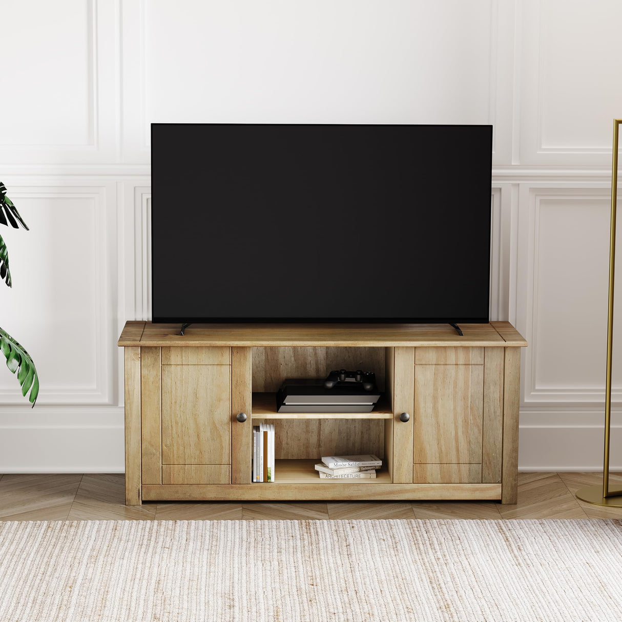 Panama Mueble para televisor con 2 Puertas y 1 Estante, Madera, Verde Pino, Dimensions (L*W*H): 120.0 x 40 x 50 cm