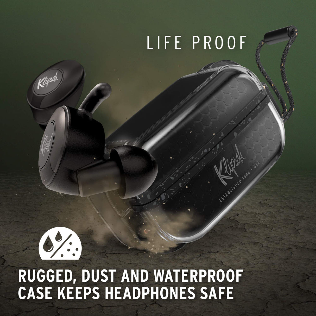 Klipsch T5 II True Wireless Sport Black - Auriculares inalámbricos para Deporte Bluetooth 5.0, Control Táctil, InEar, Negro, Control de Llamadas, Resisteme a Humedad y Sudor, Negro