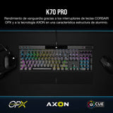 Corsair K70 PRO Teclado para Juegos con Cable Óptico-Mecánico RGB - Interruptores Lineales OPX - Teclados PBT Double-Shot - Compatible con iCUE - QWERTY ES - PC, Xbox - Negro
