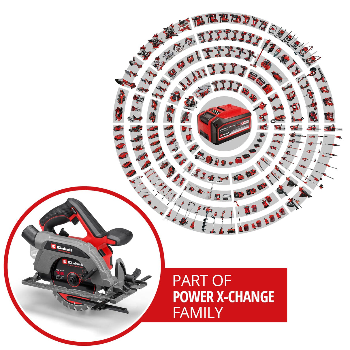 Einhell Professional Sierra circular de mano con batería TP-CS 18/165 Li BL-Solo Power X-Change (18 V, sin escobillas, Ø 165 mm, ajuste de ángulo de corte sin herramientas, sin batería)
