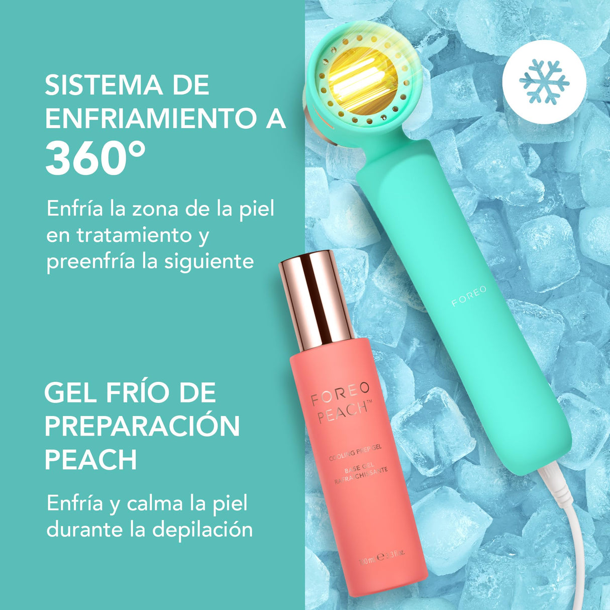 FOREO PEACH 2 IPL, Depiladora Luz Pulsada, Alternativa para Depiladora Laser Mujer, Depiladora Corporal Hombre y Mujer, 10-min de tratamiento, Sistema de Enfriamiento, Cableado, Mint