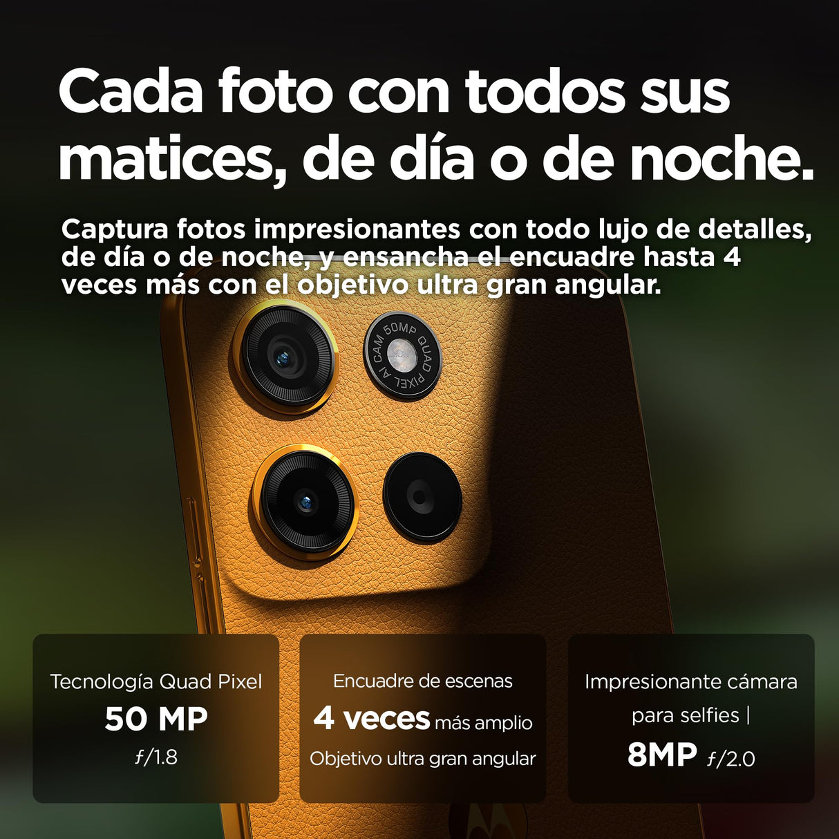 Motorola Moto g15 12GB (4GB+8GB RAM Boost)/128GB Naranja, España, Pantalla de 6,72” FHD+, Sistema de cámaras de 50 MP y Objetivo Ultra Gran Angular, Batería 5200 mAh, Carga TurboPower, Soft Luxe