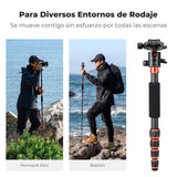 K&F CONCEPT Trípode de Cámara Carbono de Viaje Ligero, Trípode Fotografía Compacto con Monopié, 360° Rótula de Bola y Placa de Liberación para Cámara DSLR A225C0+BH-25L