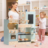 ROBUD Tienda de Compras para niños, Tienda de Compras de Madera, Juguete de Tienda de comestibles con máquina de café, Caja registradora, máquina expendedora, Juguete de rol Grande, 3+