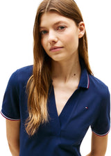 Tommy Hilfiger Vestido Tipo Polo Mujer 1985 Slim Fit, Azul (Dark Night Navy), M