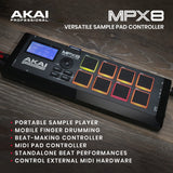 AKAI Professional MPX8 - Controlador USB MIDI y lanzador de samples portátil con 8 pads sensibles a la velocidad y ranura para tarjeta SD