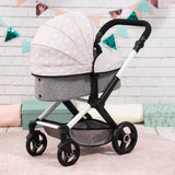 Bayer Design 17031AA Cochecito de muñeca Combi Xeo, Carro para muñecos, Bolsa, Convertible, Regulable en Altura
