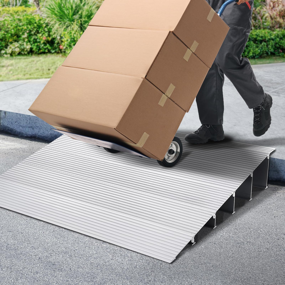 VEVOR Rampa de Umbral Altura de 12,7cm, Rampa de Aluminio para Bordillos Entrada, Capacidad de Carga de 362,8kg, Rampa Modular Ajustable de Aluminio para Sillas de Ruedas, Scooters, Sillas Eléctricas