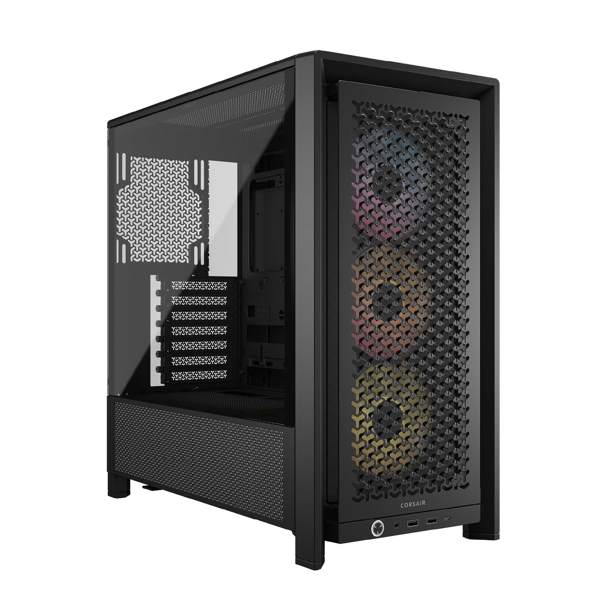 CORSAIR Frame 4000D RS ARGB Caja Modular ATX Mid–Tower para PC – Alto Flujo de Aire, 3 Ventiladores RS ARGB preinstalados, ASUS BTF, MSI Project Zero, Gigabyte Project Stealth – Negro