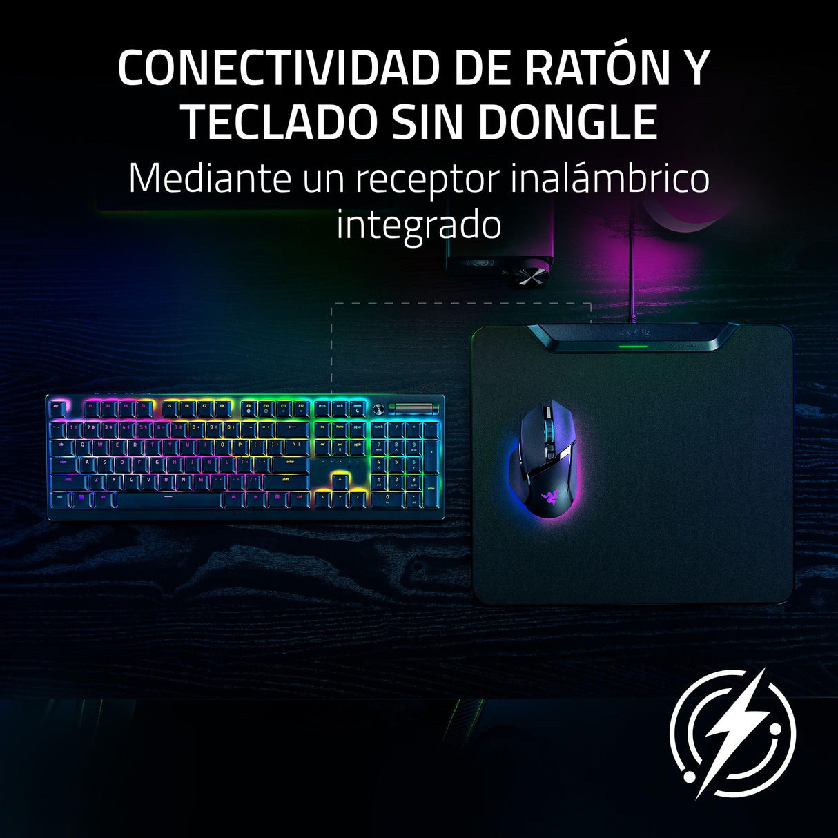 Razer HyperFlux V2 - Sistema de Alfombrilla de Carga inalámbrica para Ratones de Juego - Alfombrilla de ratón de Juego y Disco de Carga (indicador LED de Carga, pies de Goma Antideslizantes) Negro