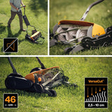 Fiskars Cortacésped StaySharp Max, Cortacésped con sistema de corte sin contacto, Ancho de corte: 46 cm, Negro/Naranja/Plata, 1000591