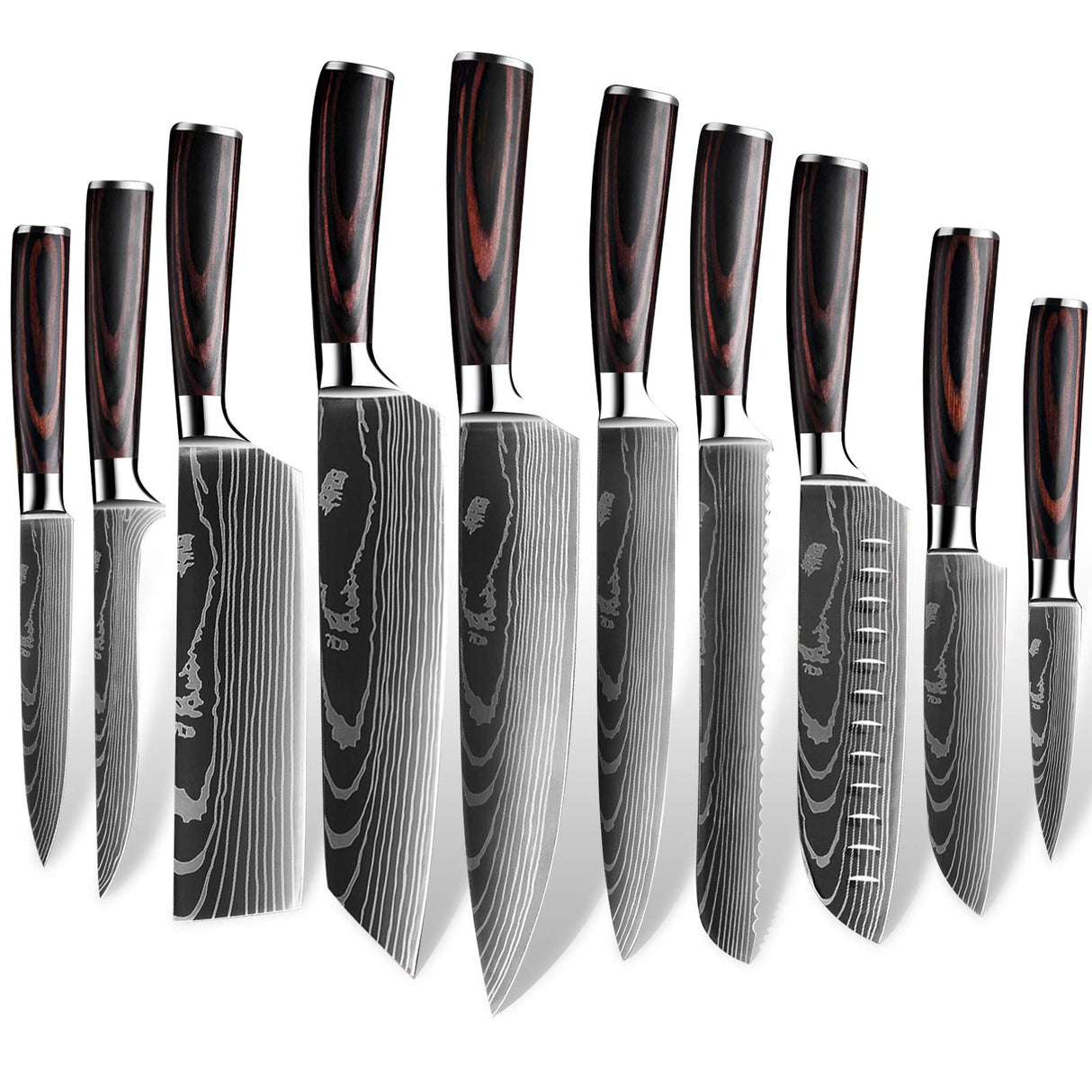 MDHAND Juego de 10 Cuchillos de Cocina, Cuchillos de Chef alemán de, Profesional Set de Cuchillos de Cocina Acero Inoxidable, Set Cocina Antioxidante