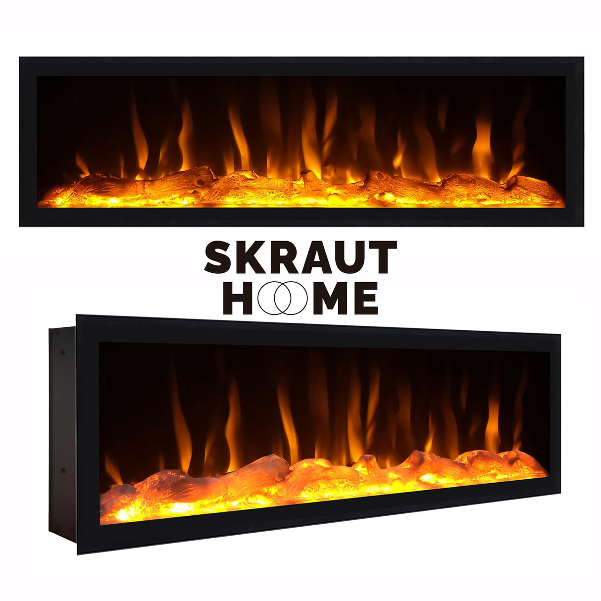 Skraut Home | Mueble TV | Televisión | Muebles de salón, almacenaje | 267x57x35 cm | para TV Gran Formato | Chimenea eléctrica XXL | Diseño Industrial | Estilo Moderno | Roble