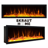 Skraut Home | Mueble TV | Televisión | Muebles de salón, almacenaje | 267x57x35 cm | para TV Gran Formato | Chimenea eléctrica XXL | Diseño Industrial | Estilo Moderno | Roble