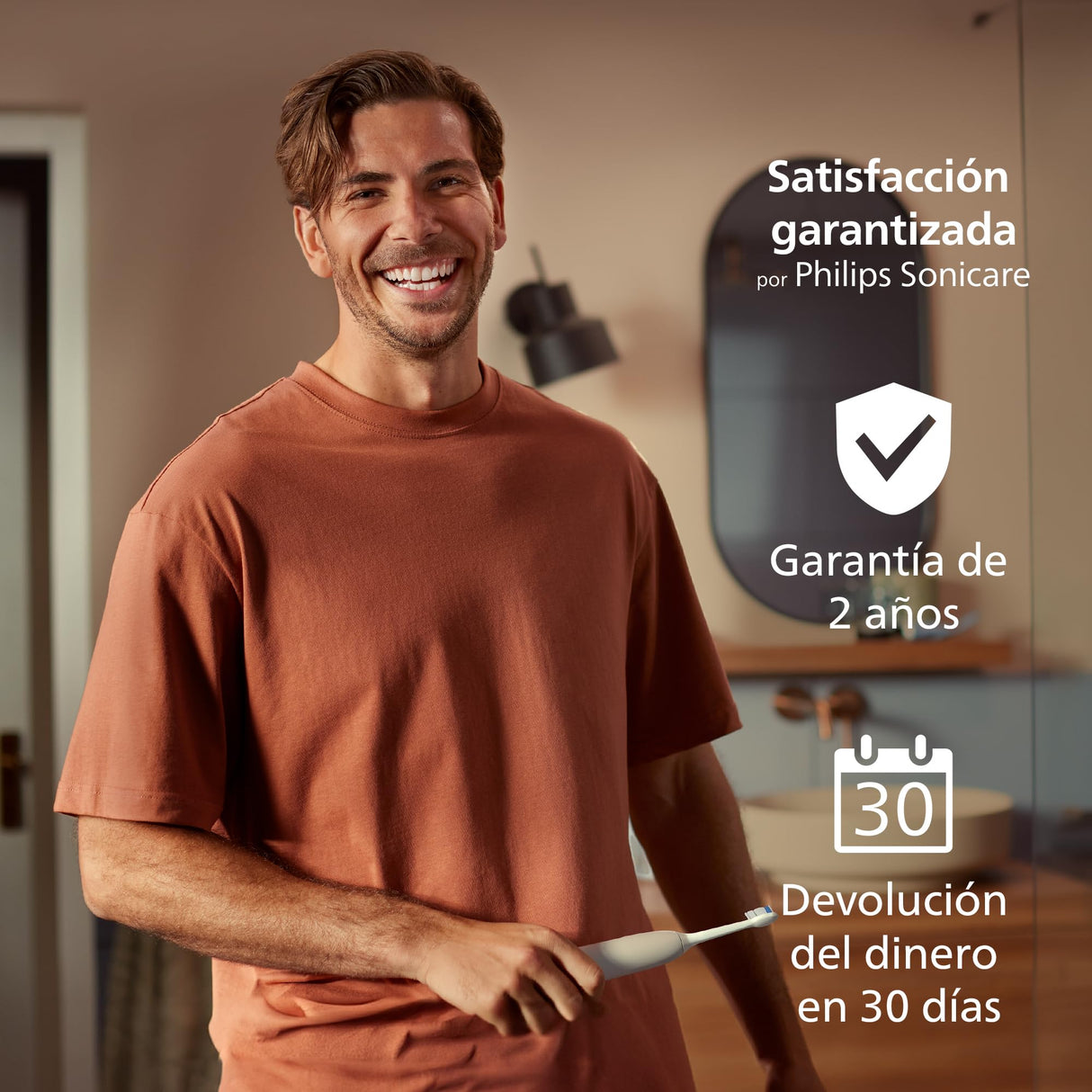 Philips Sonicare 6100 cepillo dental eléctrico, sónico con 2 modos de cepillado y 3 niveles de intensidad, EasyStart, estuche de viaje, blanco, HX7400/02 [Nueva Tecnología]