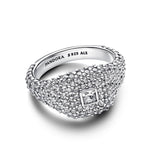 PANDORA Anillo de cóctel para mujer plata cuadrado pavé 193556C01, 52/16,6, Plata de ley, Zirconia cúbica