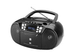 Dual, 75961,DAB-P AA8210 - Radio de casete con CD - DAB(+)/FM - Boombox - Reproductor de CD - Altavoz estéreo - Puerto USB - Entrada auxiliar - Funcionamiento con alimentación/batería - Portátil Negro